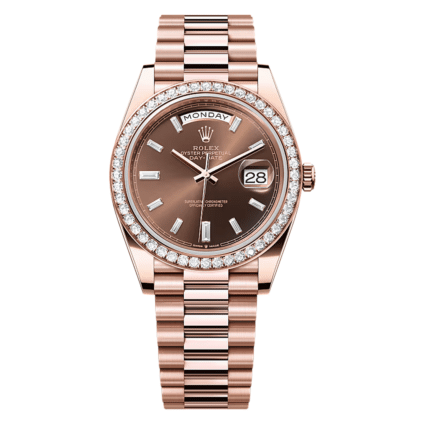 Rolex Day-Date Rose Gold Diamond Bezel and Diamond Chocolate Dial Replica