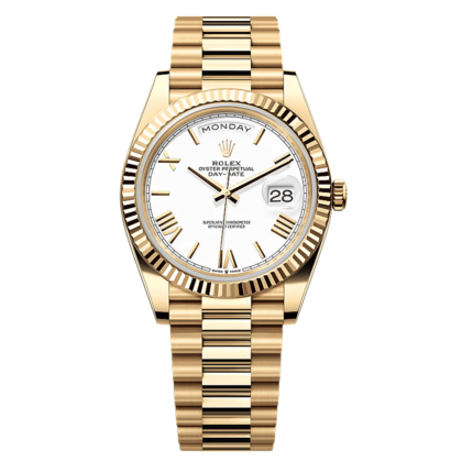 Rolex Day-Date 40 Yellow Gold White Roman Dial Replica